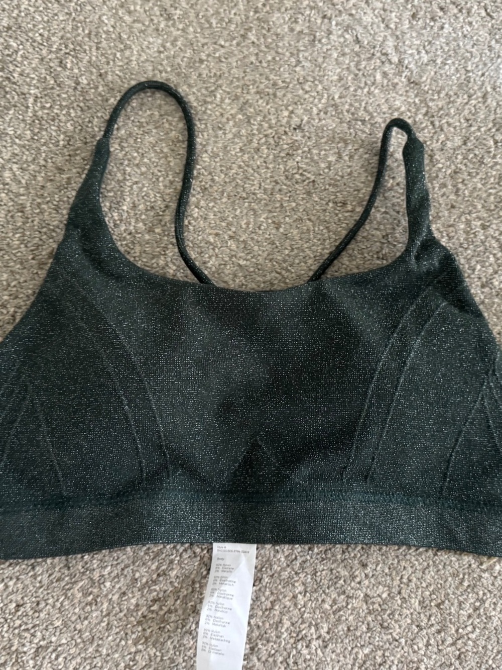 Fabletics Emerald Green Low Impact Seamless Lurex Strappy Bra